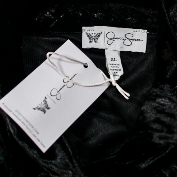 NEW Jessica Simpson Velour Shacket Top Womens XL Black Velvet Boho Witchy II04X - Picture 5 of 6